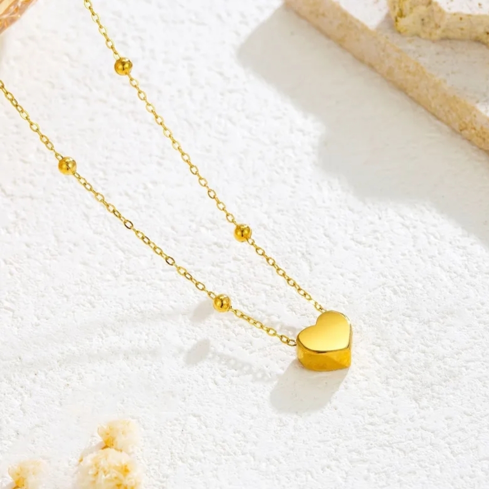 18 KT Gold Over Titanium Heart Necklace